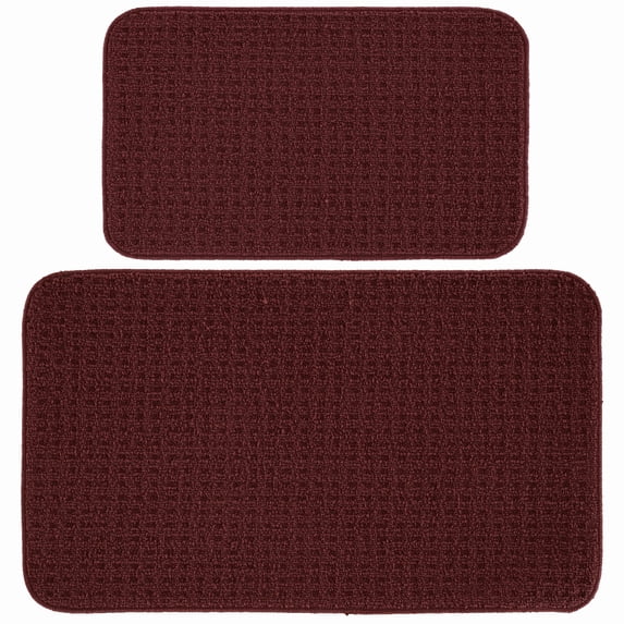 Garland Rug Herald Square 2pc Kitchen Rug Set 18 in. x 30 in. & 24 in. x 40 in. Mat Burgundy