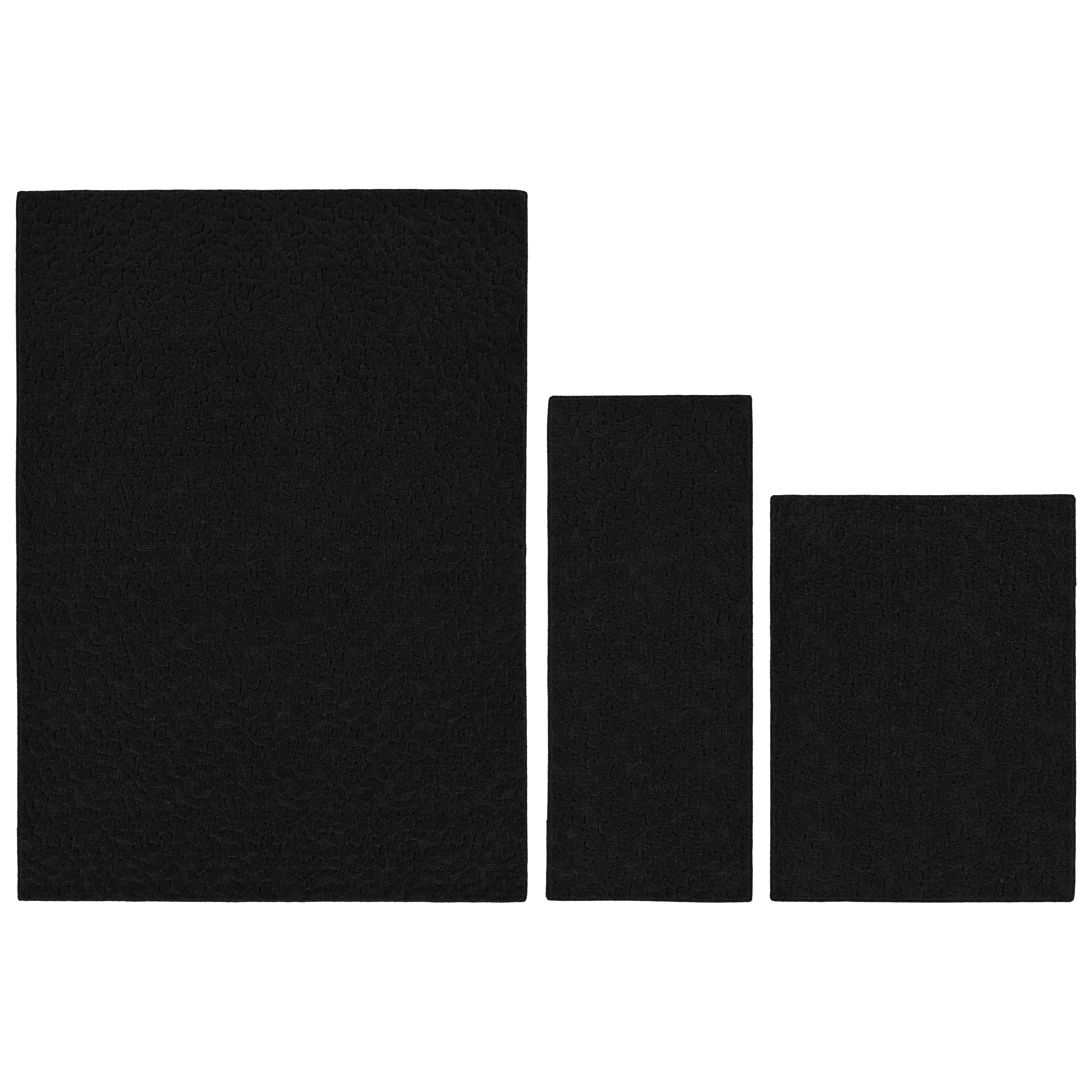 Garland Rug Ivy Indoor Rug Set, 3 Piece Set (5'x7', 3'x4', & 2'x5') Black
