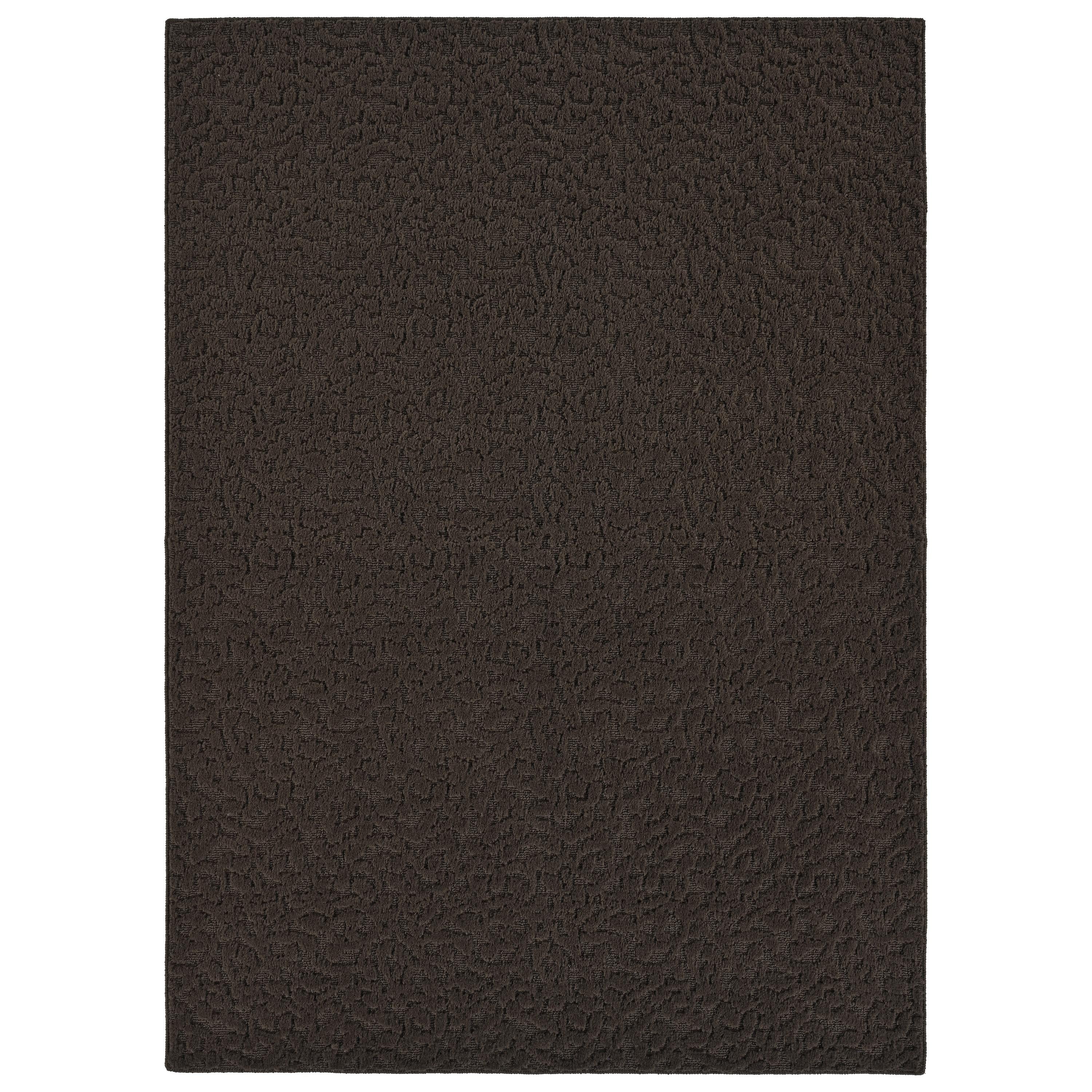 Mocha Floral Patterned 5' x 7' Polypropylene Area Rug