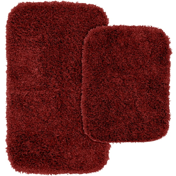 Garland Rug Jazz Washable Bath Rug Set, 2 Piece Set (17"x24" Bath Rug, & 21"x34" Bath Rug) Chili Pepper Red