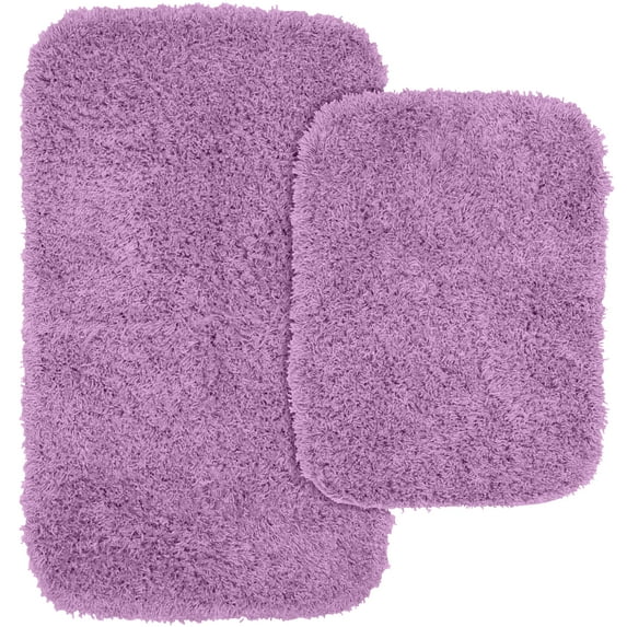 Garland Rug Jazz Washable Bath Rug Set, 2 Piece Set (17"x24" Bath Rug, & 21"x34" Bath Rug) Purple