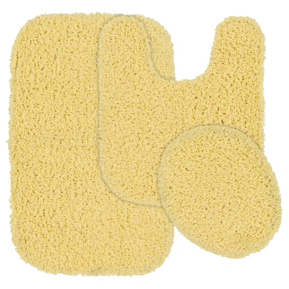 Garland Rug Jazz Washable Bath Rug Set, 3 Piece Set (21"x34" Bath Rug, Contour Rug, & Toilet Lid) Rubber Ducky Yellow