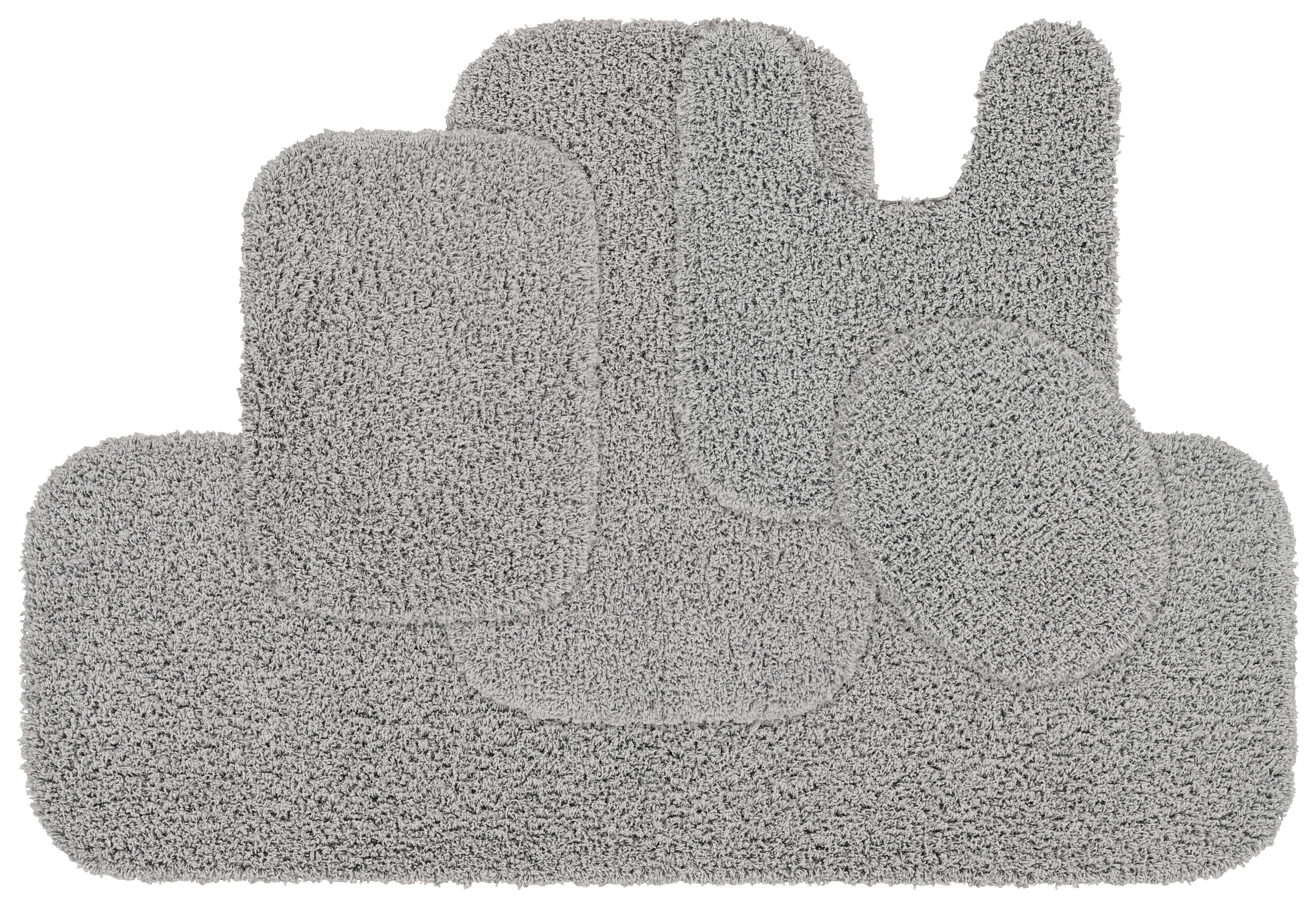 Garland Rug Jazz Washable Bath Rug Set, 5 Piece Set (2 Bath Rugs, Contour, Toilet Lid, & Runner) Platinum Gray