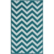 Garland Rug Large Cheveron 5 ft. x 7 ft. Area Rug Teal/White