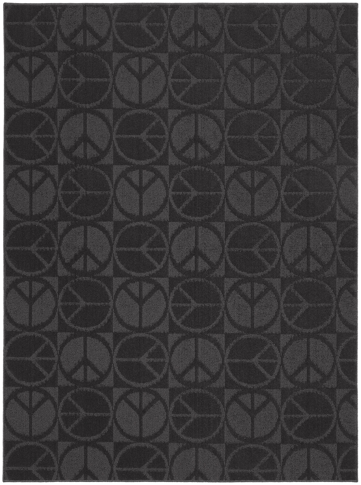 Peaceful Large Rug Garland Rug Large Peace Polypropylene Black Indoor Area Rug, 7'6