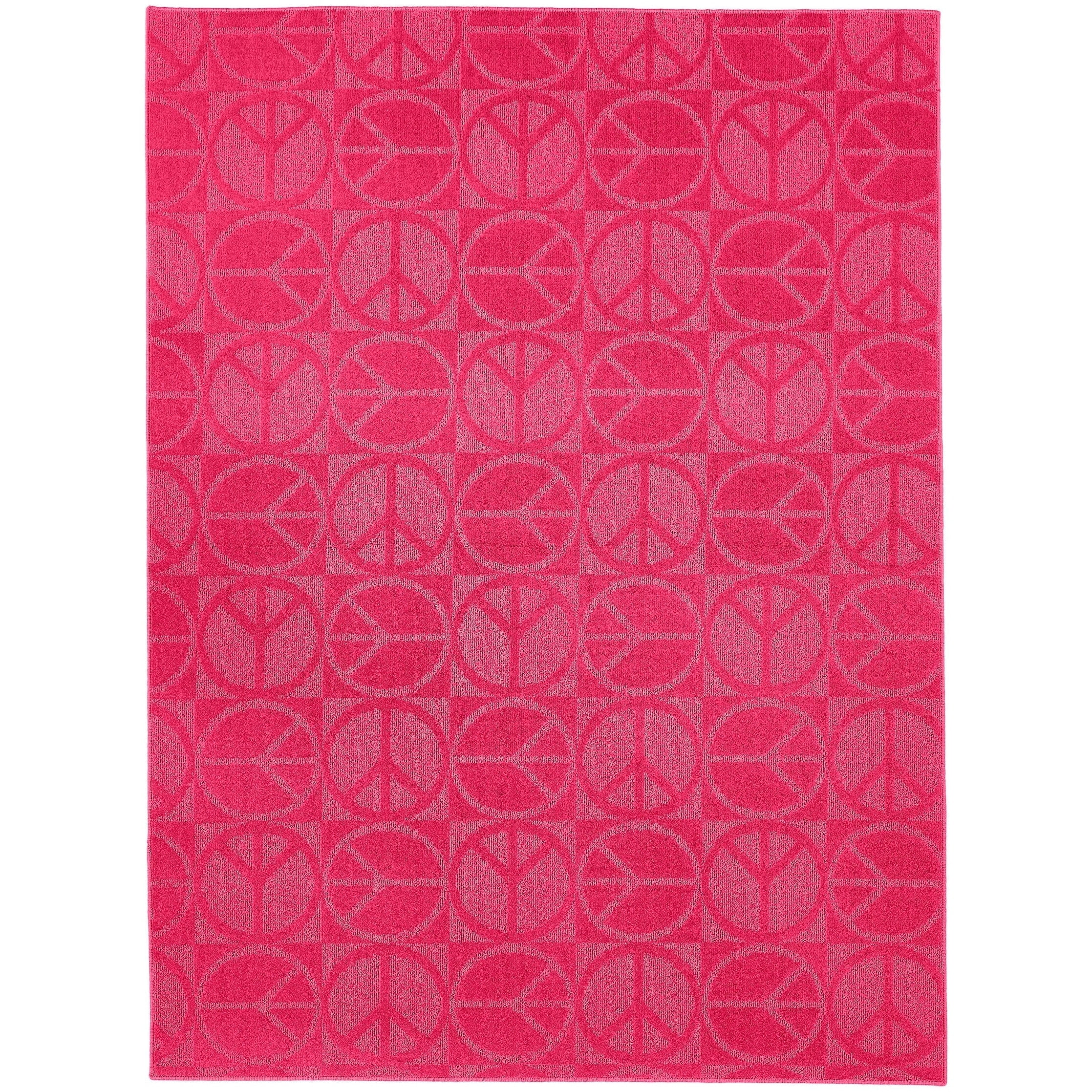 Peaceful Large Rug Garland Rug Large Peace Polypropylene Pink Indoor Area Rug, 5' x 7 ...