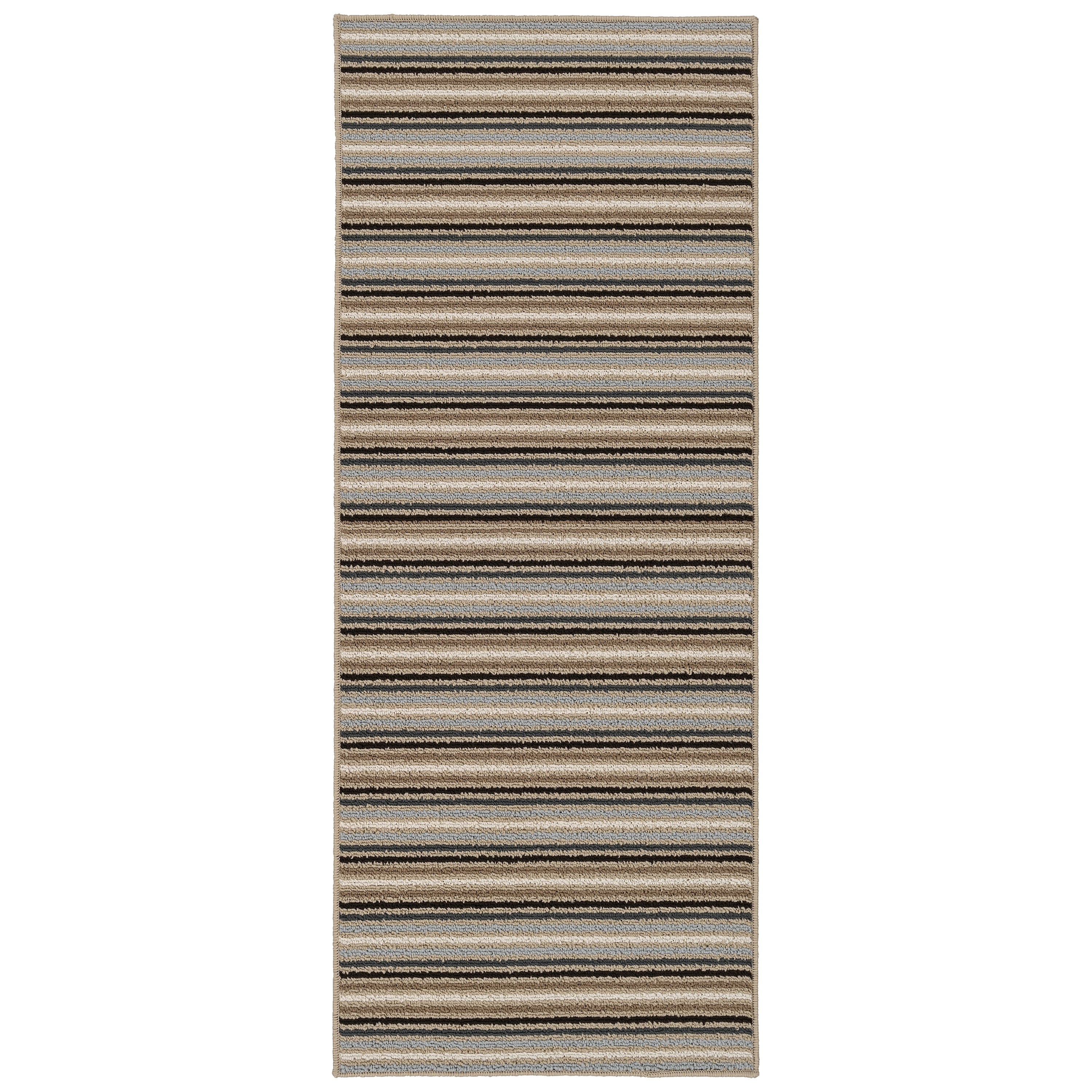 Earth Tone Striped 2' x 5' Synthetic Tufted Runner Rug