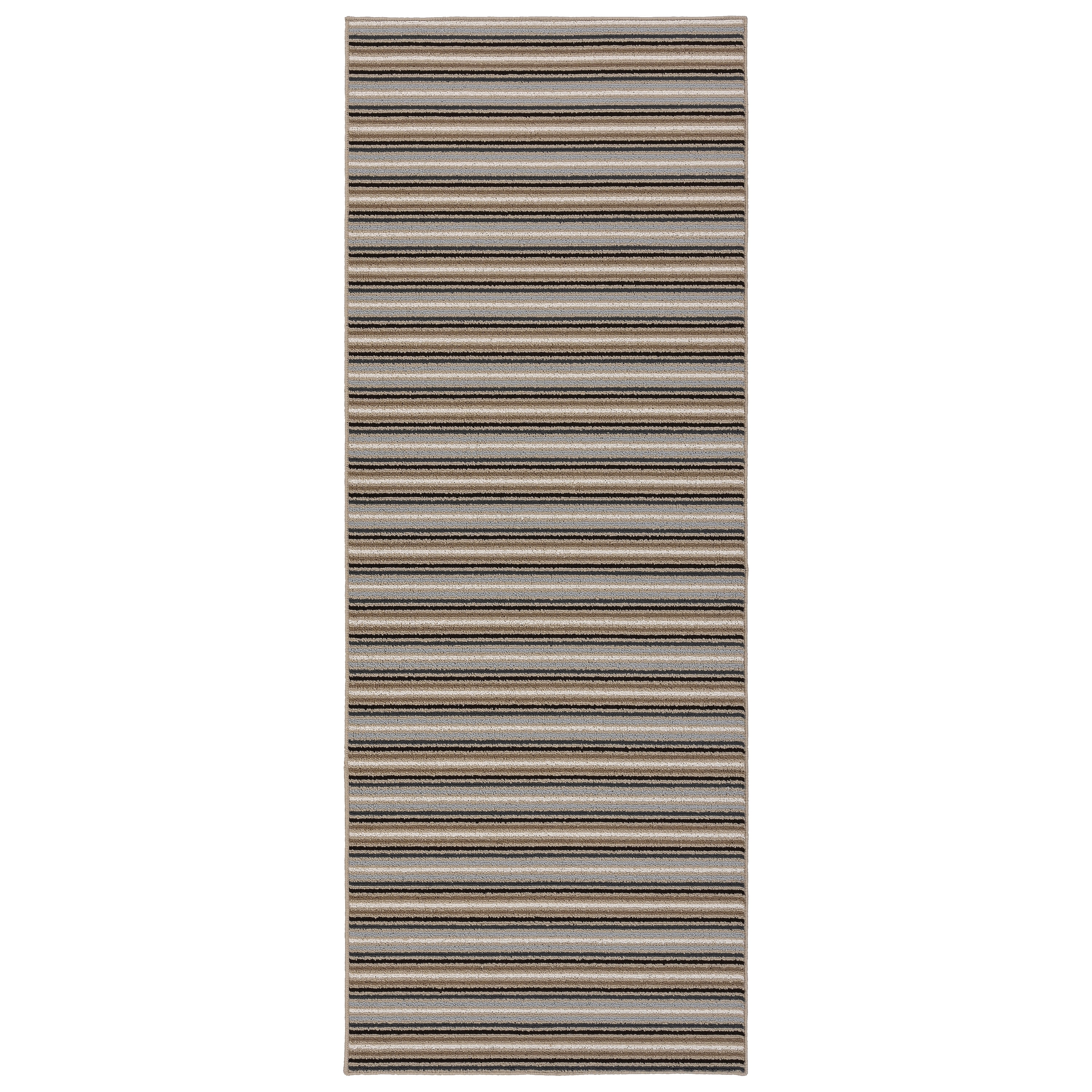 Nantucket Stripe 3x8 Earth Tone Tufted Runner Rug