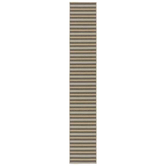 Garland Rug Nantucket Stripe Earth Tone Indoor Runner Rug, 2' x 12'