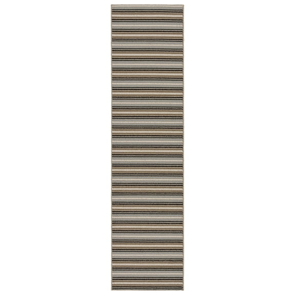 Garland Rug Nantucket Stripe Earth Tone Indoor Runner Rug, 2' x 8'