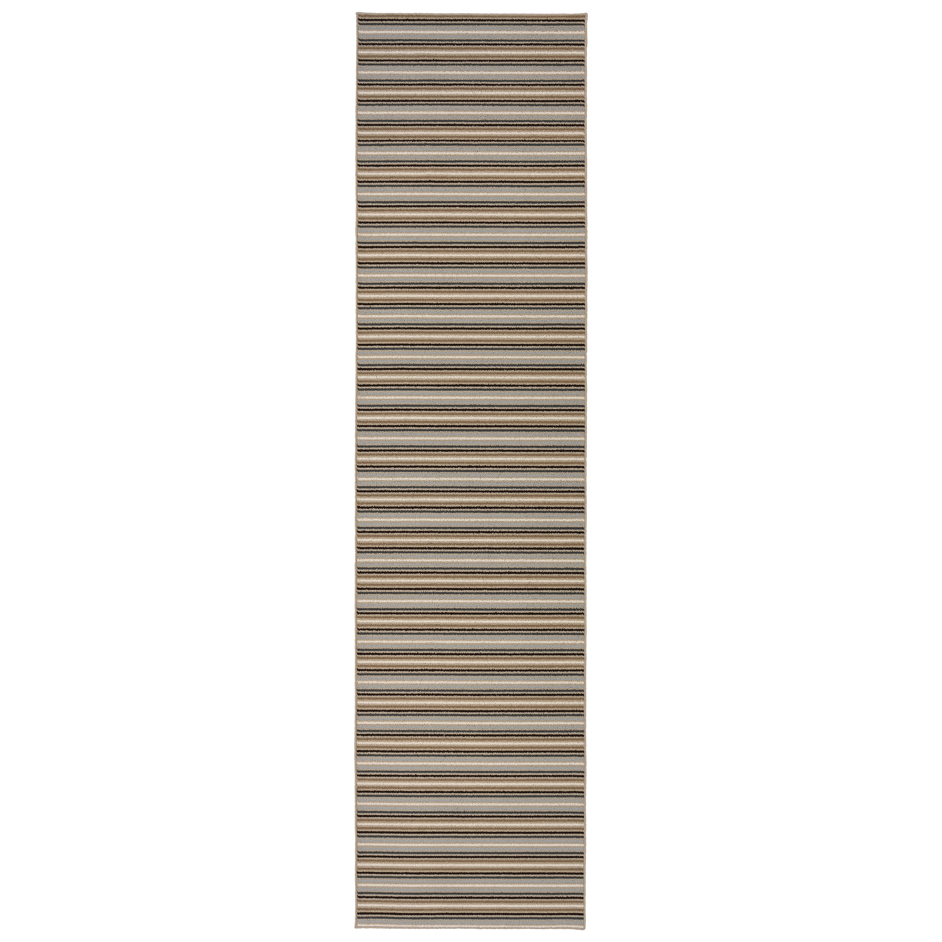 Garland Rug Nantucket Stripe Earth Tone Indoor Runner Rug, 3' x 12'