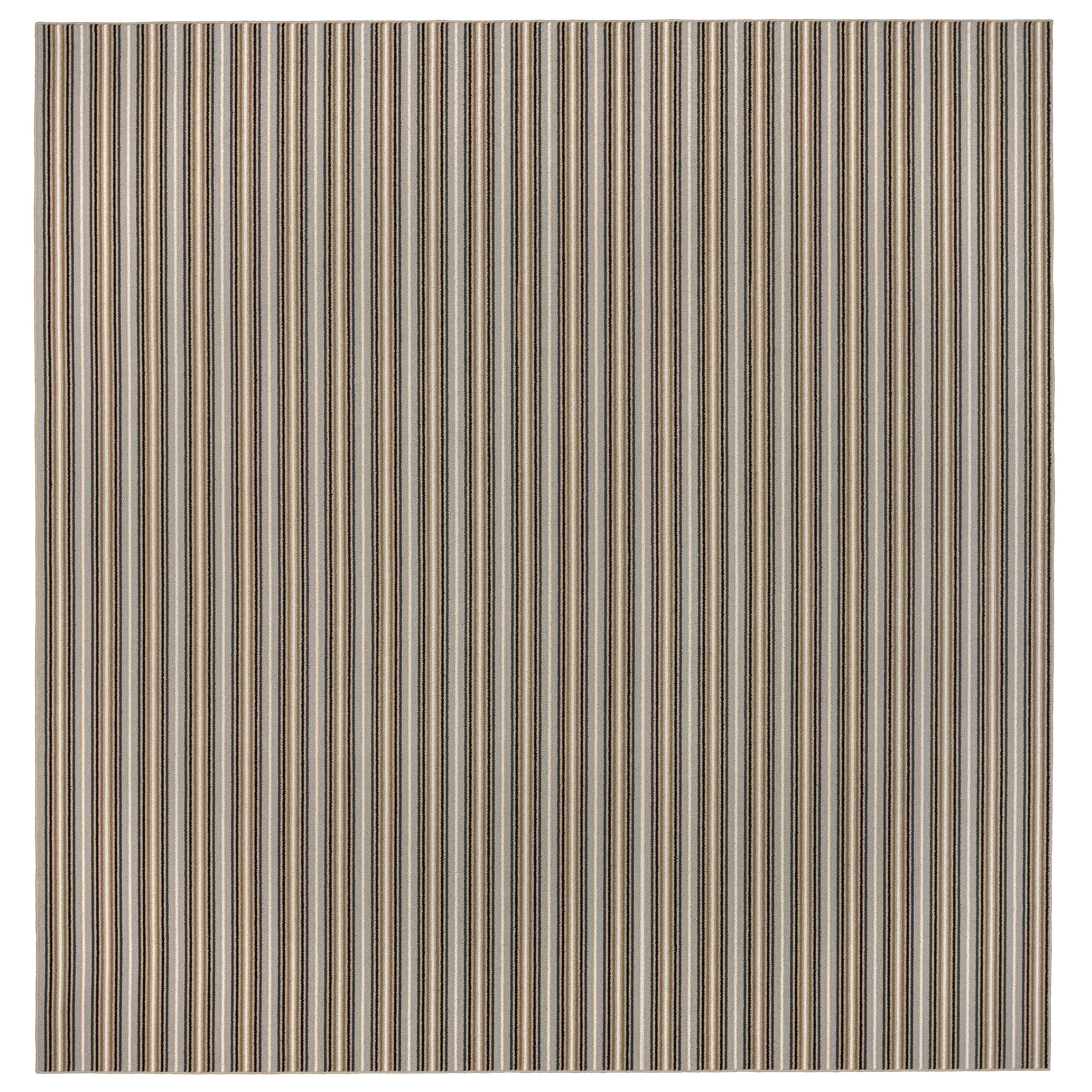 Garland Rug Nantucket Stripe Earth Tone Square Indoor Area Rug, 12' x 12'