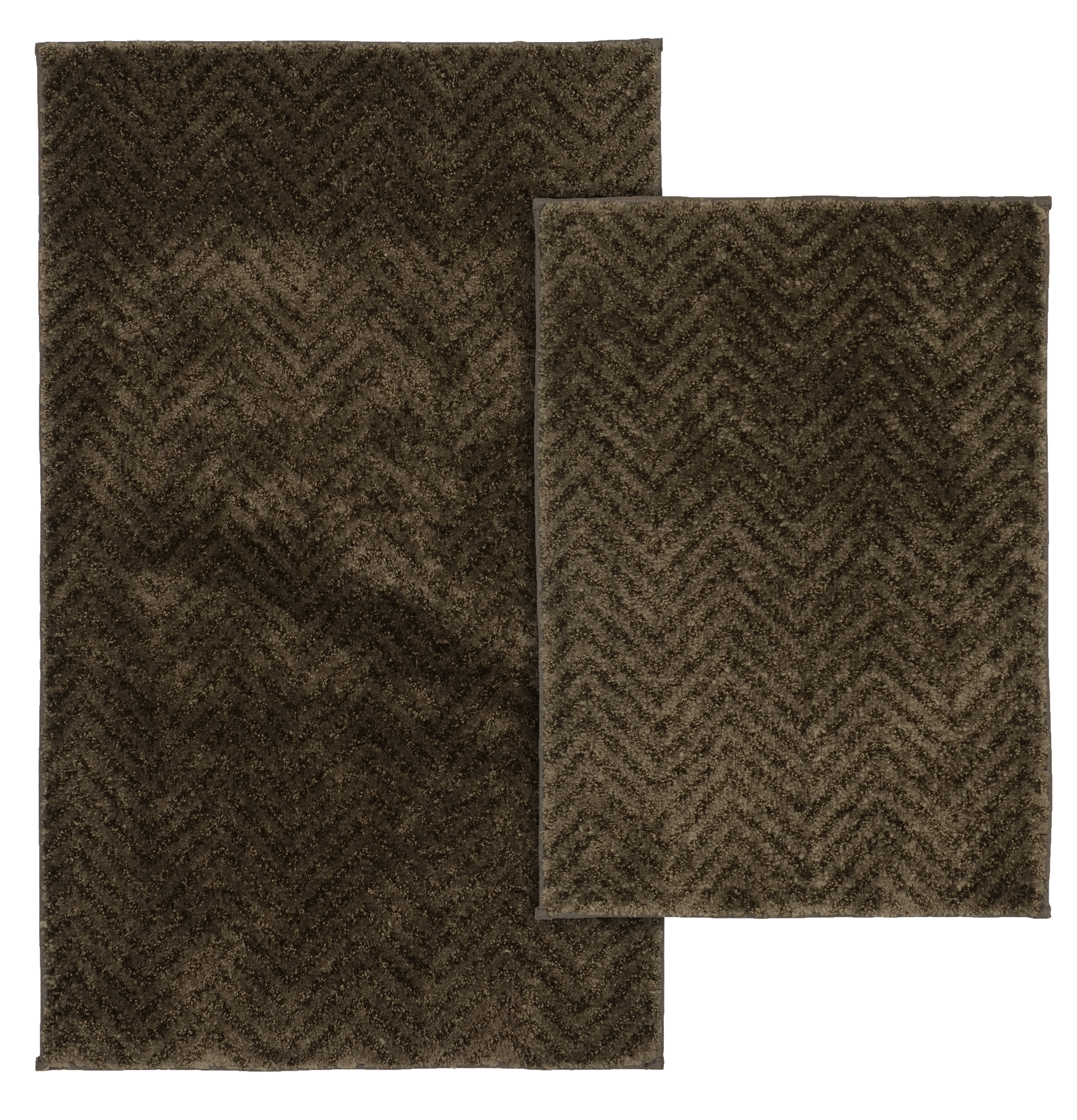 Garland Rug Palazzo Nylon Chocolate Bath Rug Set, 2 Piece Set (17"x24" Bath Rug, & 21"x34" Bath Rug)
