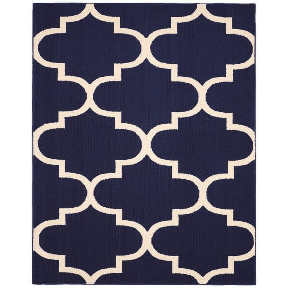 Garland Rug Quatrefoil 8 ft. x 10 ft. Large Area Rug Indigo/Ivory