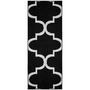 Garland Rug Quatrefoil Polypropylene Black/White Indoor Runner Rug, 2' x 5'
