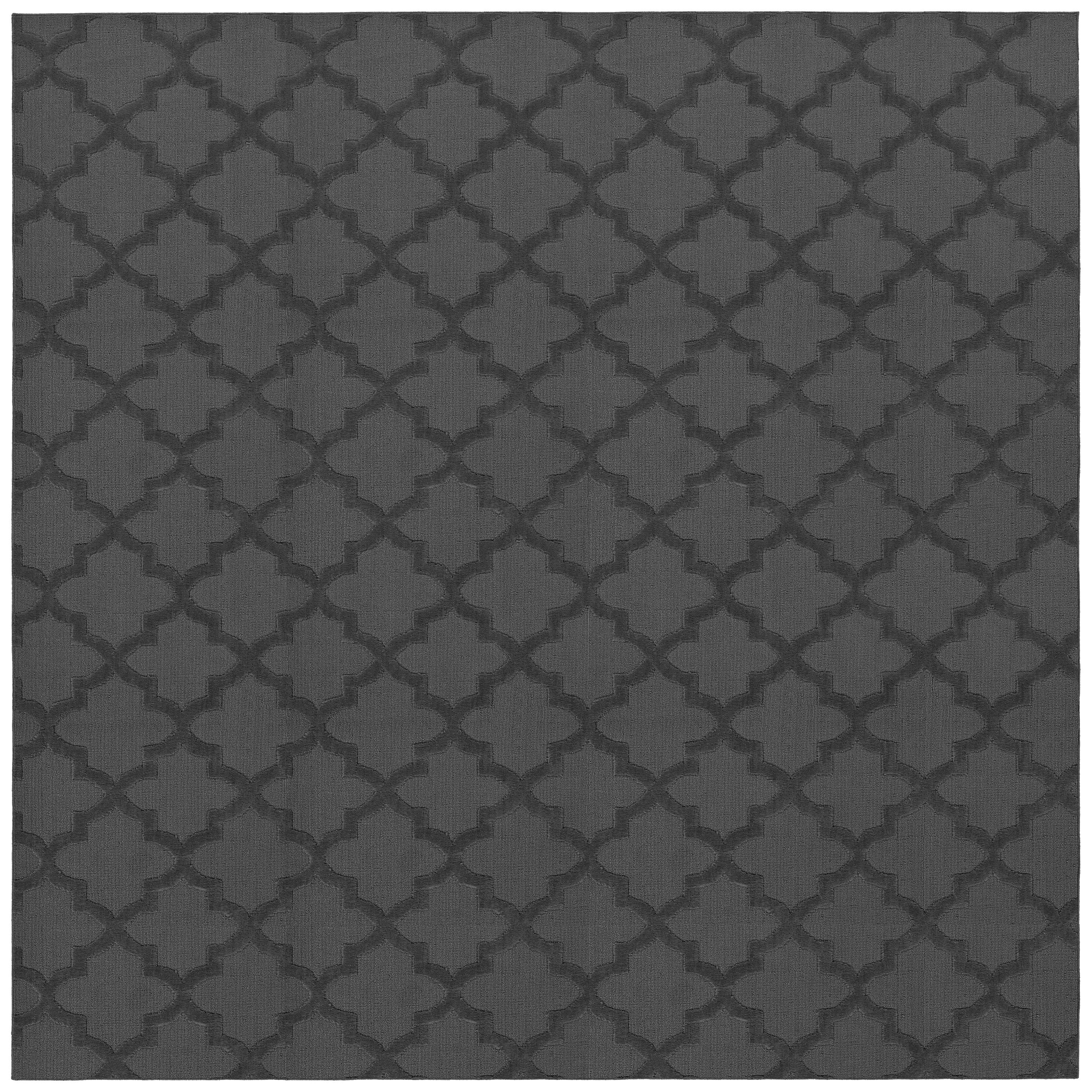Cinder Gray Quatrefoil Tufted 12' Square Synthetic Area Rug