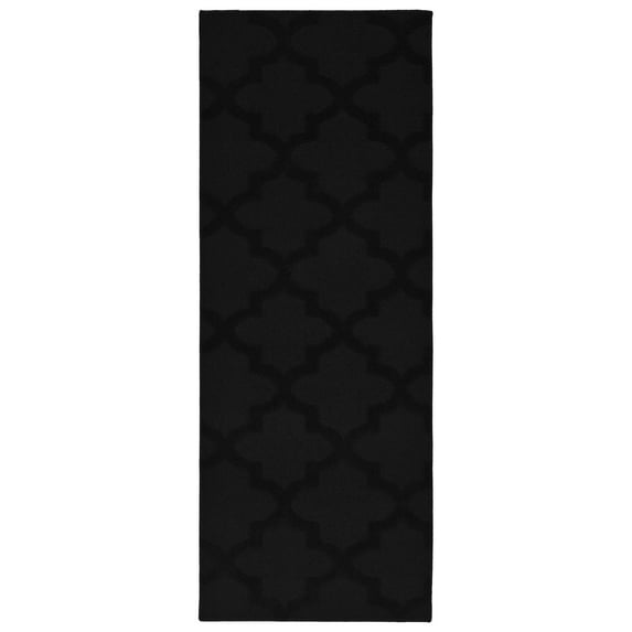 Garland Rug Quatro Polypropylene Black Indoor Runner Rug, 3' x 8'