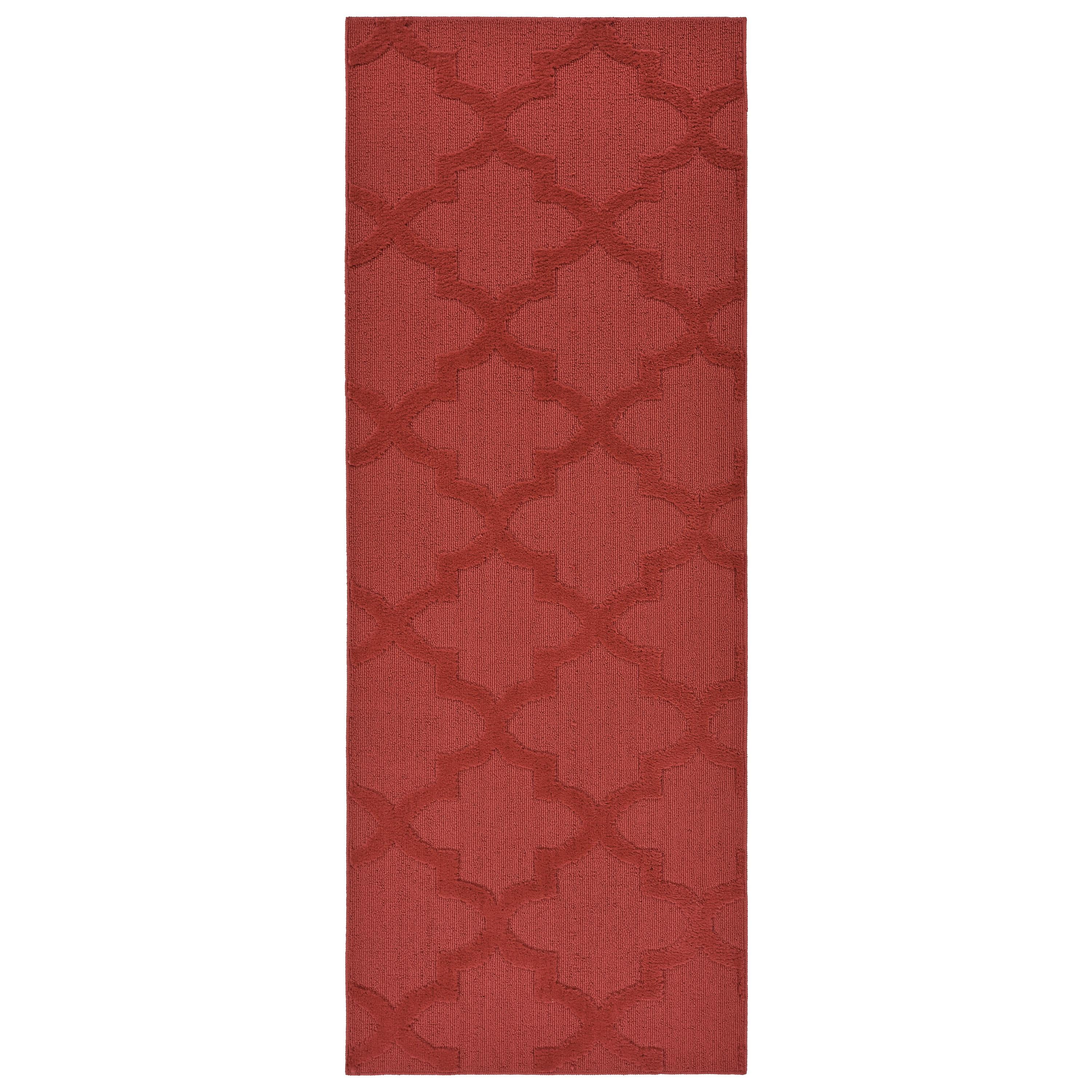 Garland Rug Quatro Polypropylene Chili Red Indoor Runner Rug, 3' x 8'