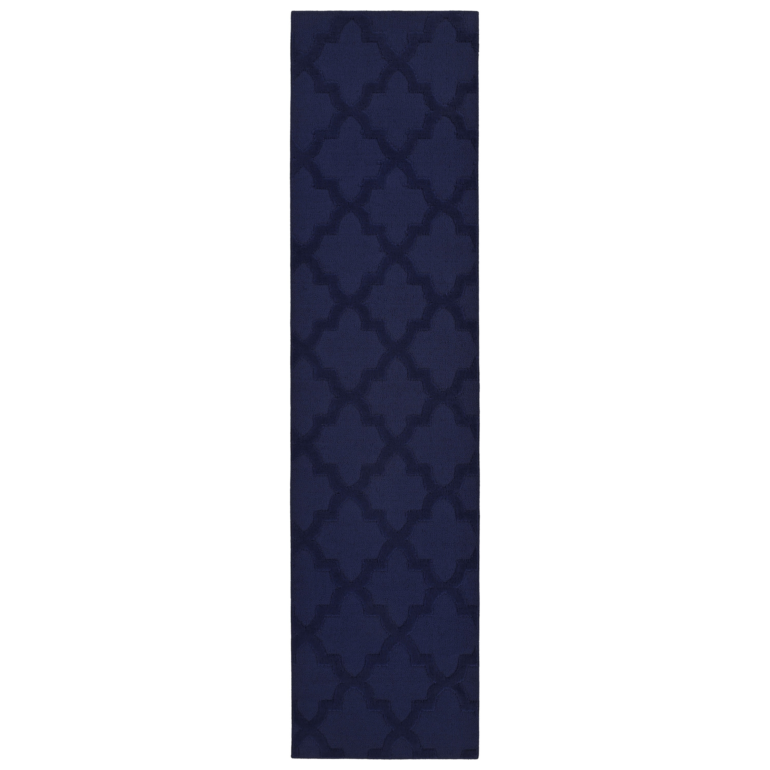 Garland Rug Quatro Polypropylene Navy Indoor Runner Rug, 3' x 12'