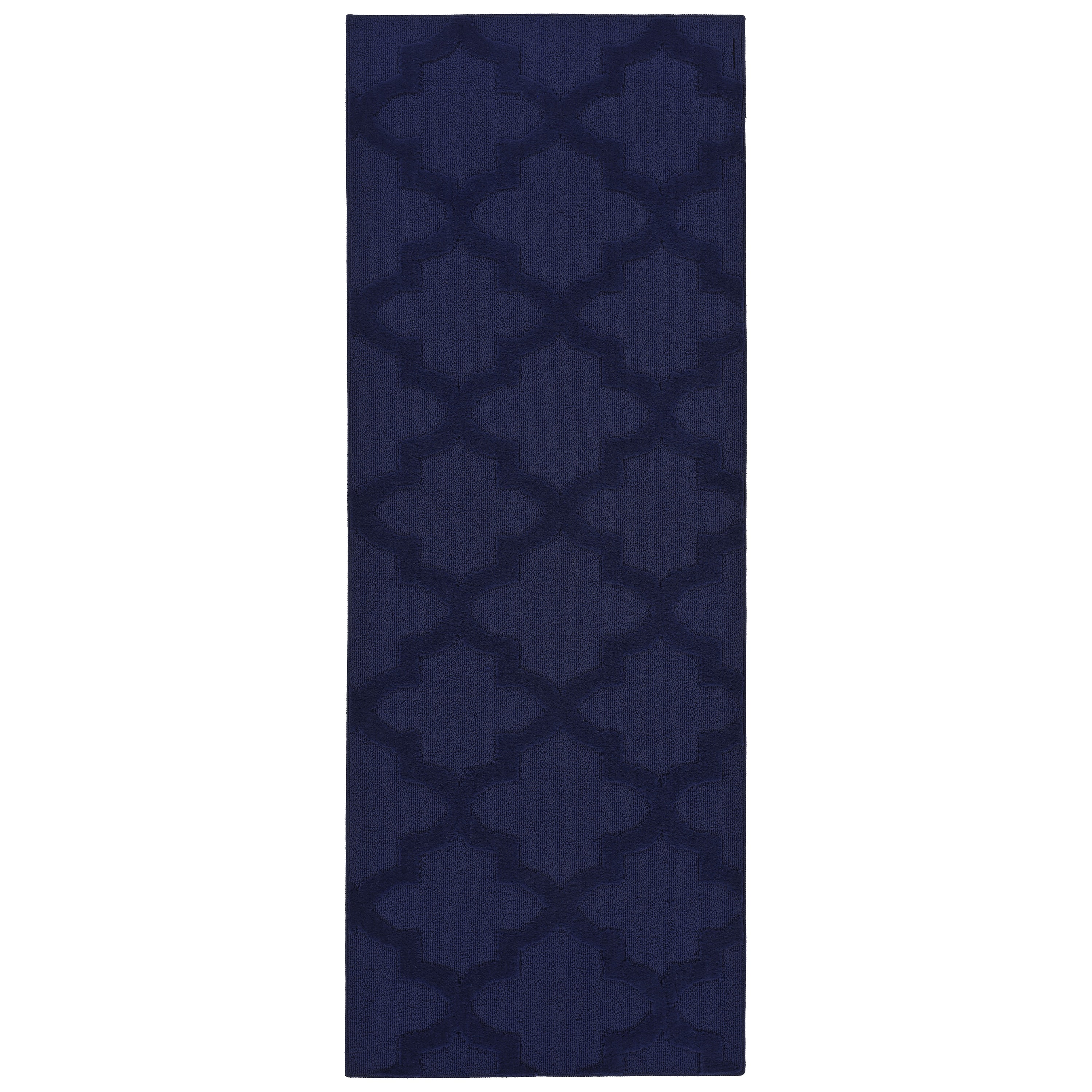 Garland Rug Quatro Polypropylene Navy Indoor Runner Rug, 3' x 8'