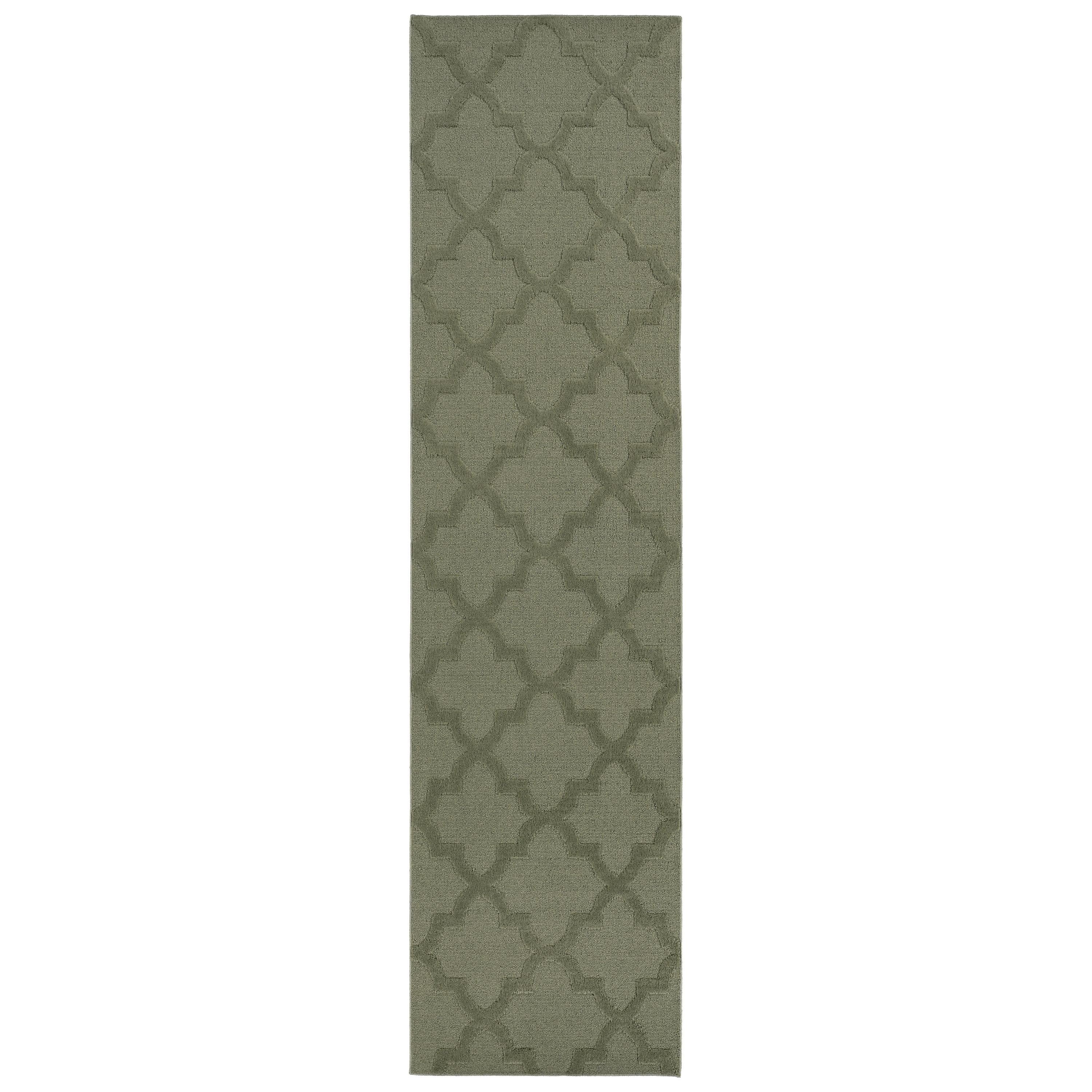 Garland Rug Quatro Polypropylene Sage Indoor Runner Rug, 3' x 12'