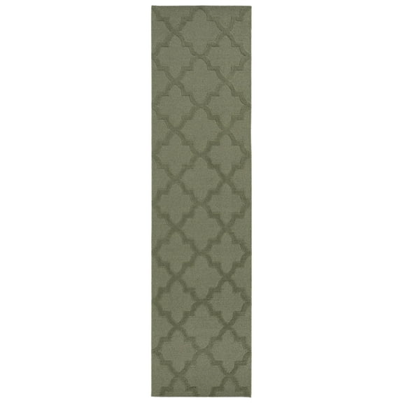 Garland Rug Quatro Polypropylene Sage Indoor Runner Rug, 3' x 12'