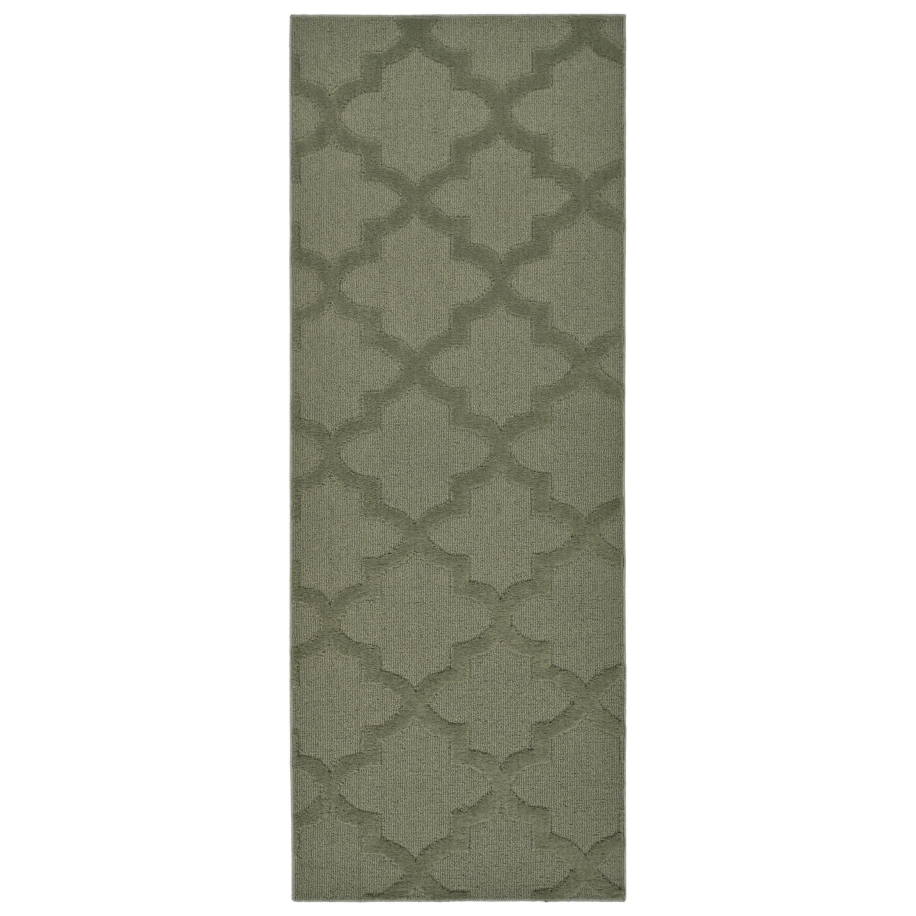 Garland Rug Quatro Polypropylene Sage Indoor Runner Rug, 3' x 8'