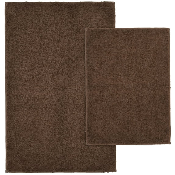 Garland Rug Queen Cotton 2 Piece Washable Bath Rug Set Chocolate