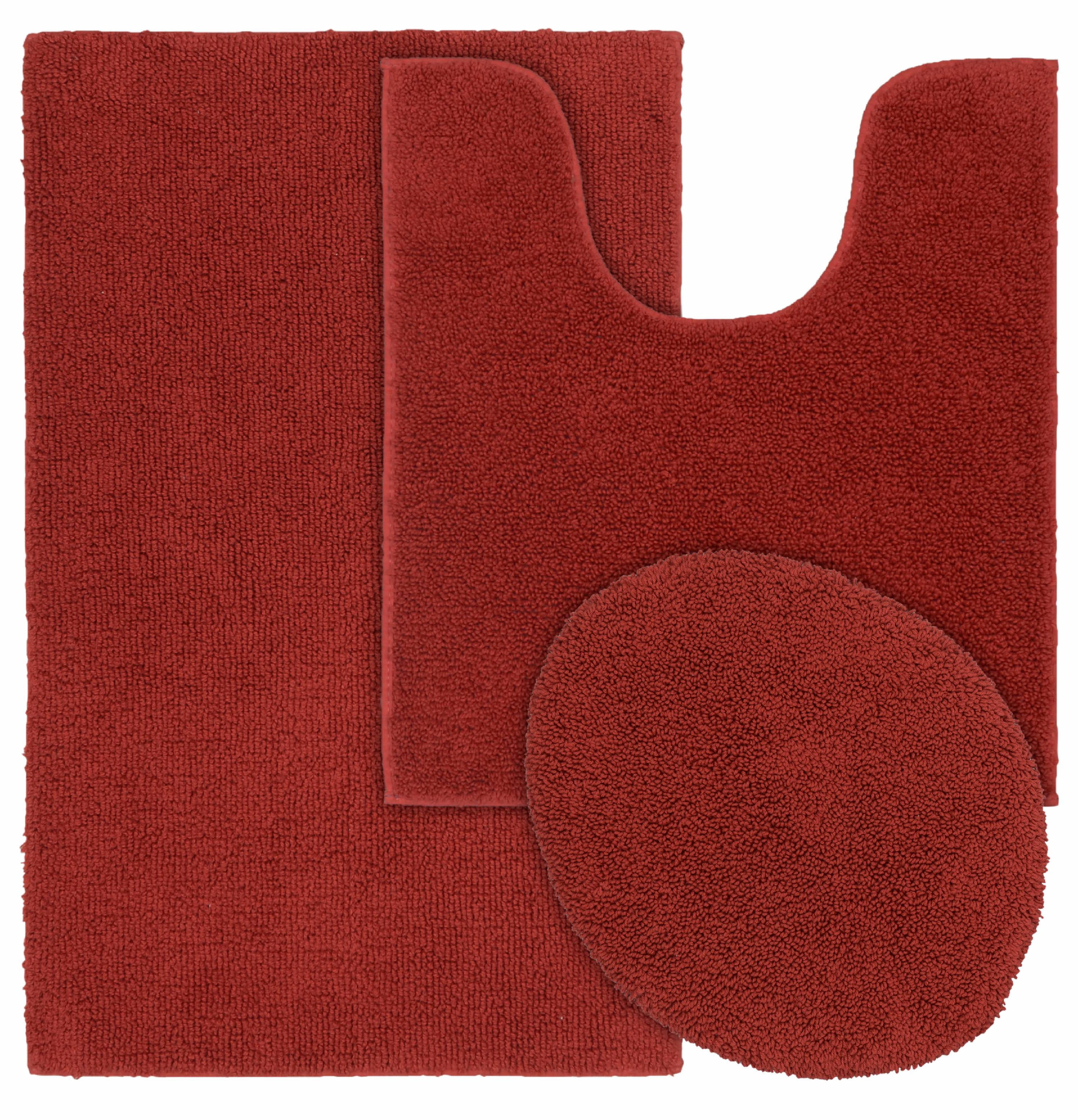Garland Rug Queen Cotton 3 Piece Washable Bath Rug Set Chili Pepper Red