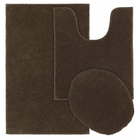 Garland Rug Queen Cotton 3 Piece Washable Bath Rug Set Chocolate