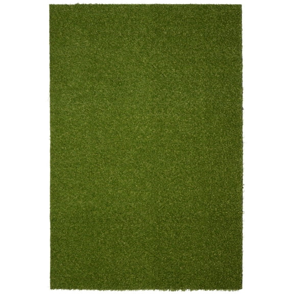Garland Rug Realistic Artificial Grass Turf Polypropylene Green Indoor/Outdoor Area Rug, 4' x 6'