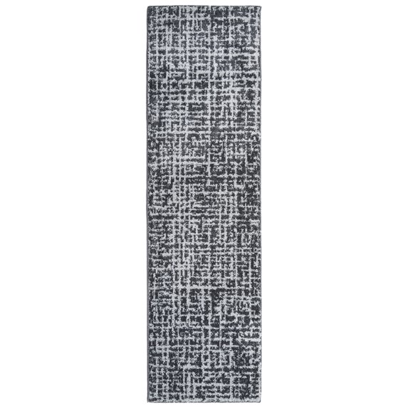 Garland Rug Reverb Polypropylene Cinder Gray/Silver Indoor Runner Rug, 2' x 7'