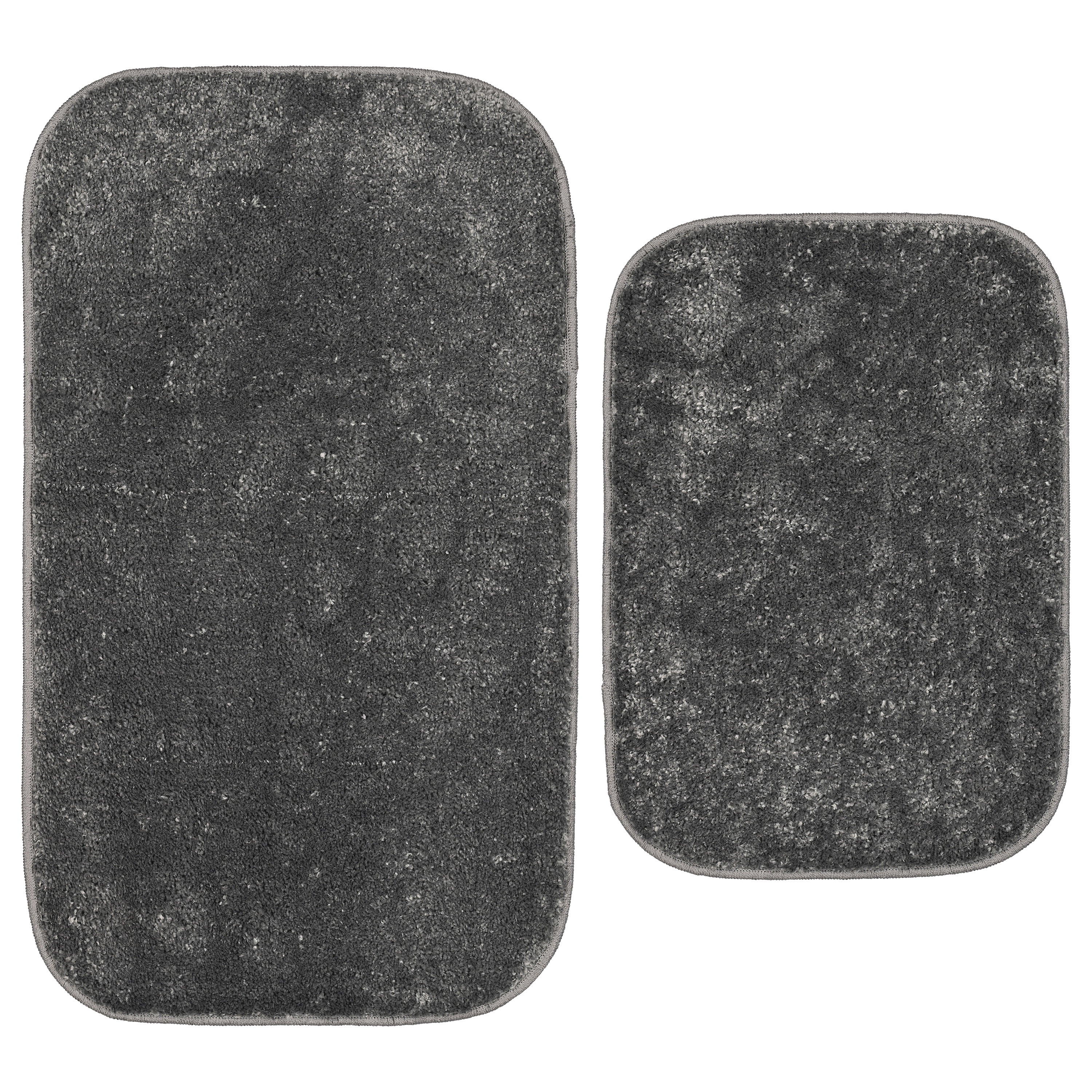 Garland Rug Sedona Washable Bath Rug Set, 2 Piece (21"x34" & 17"x24") Cinder Gray