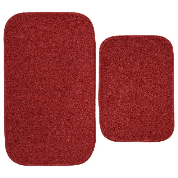 Garland Rug Sedona Washable Bath Rug Set, 2 Piece (21"x34" & 17"x24") Classic Red