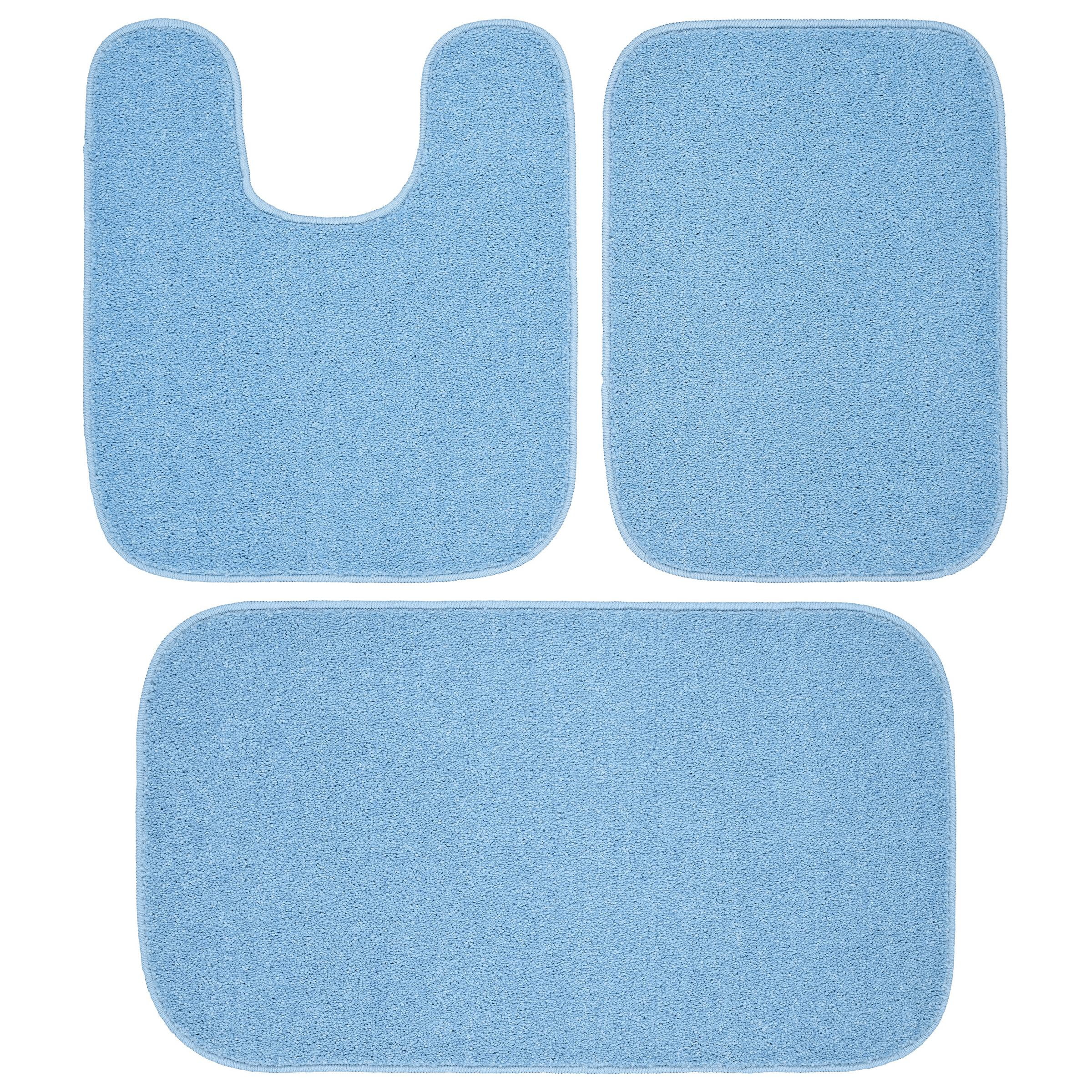 Garland Rug Sedona Washable Bath Rug Set, 3 Piece Set (2 Bath Rugs, & Contour Rug) Basin Blue