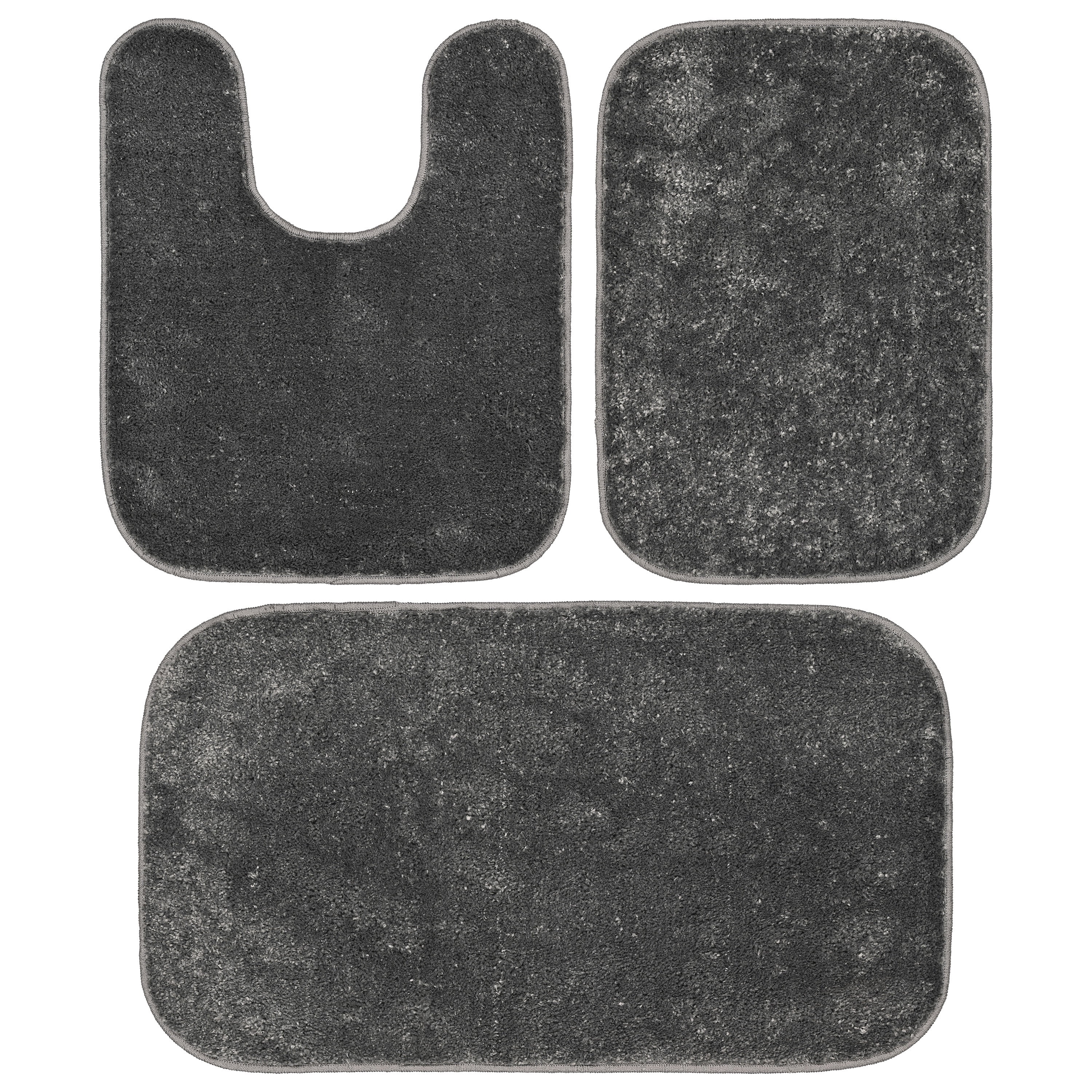 Garland Rug Sedona Washable Bath Rug Set, 3 Piece Set (2 Bath Rugs, & Contour Rug) Cinder Gray