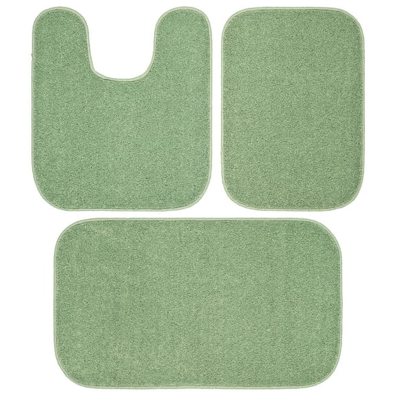Garland Rug Sedona Washable Bath Rug Set, 3 Piece Set (2 Bath Rugs, & Contour Rug) Deep Fern