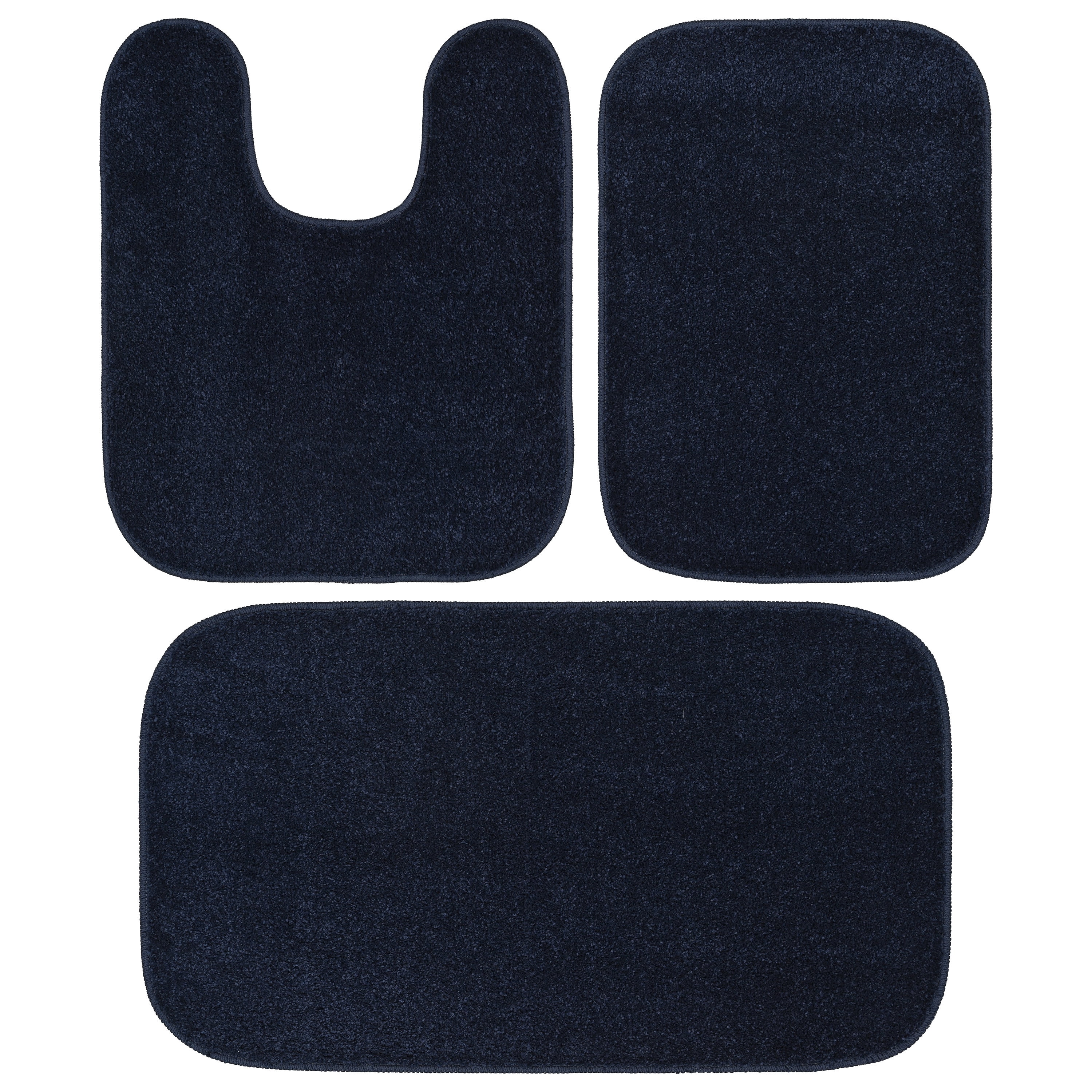 Garland Rug Sedona Washable Bath Rug Set, 3 Piece Set (2 Bath Rugs, & Contour Rug) Navy