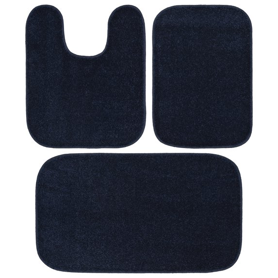 Garland Rug Sedona Washable Bath Rug Set, 3 Piece Set (2 Bath Rugs, & Contour Rug) Navy