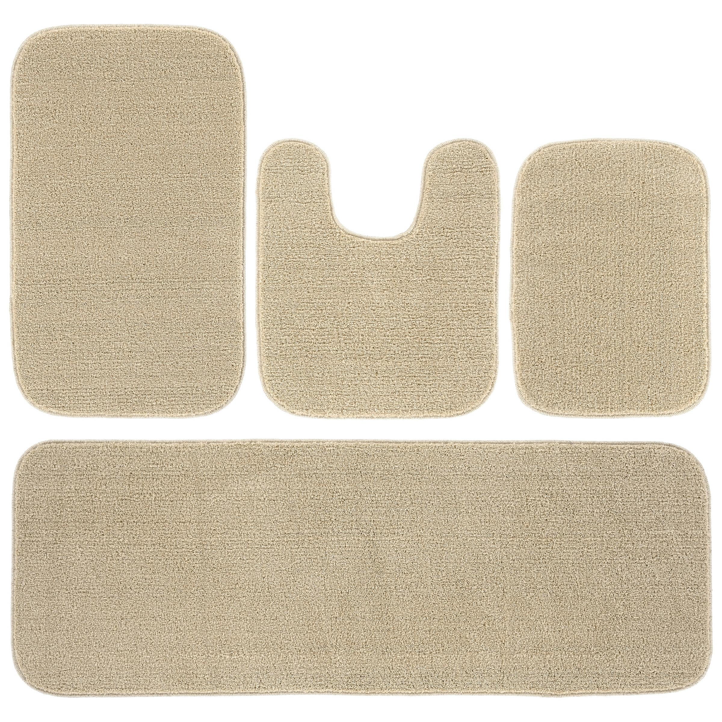 Garland Rug Sedona Washable Bath Rug Set, 4 Piece Set (2 Bath Rugs, Contour Rug, Runner Rug) Champagne