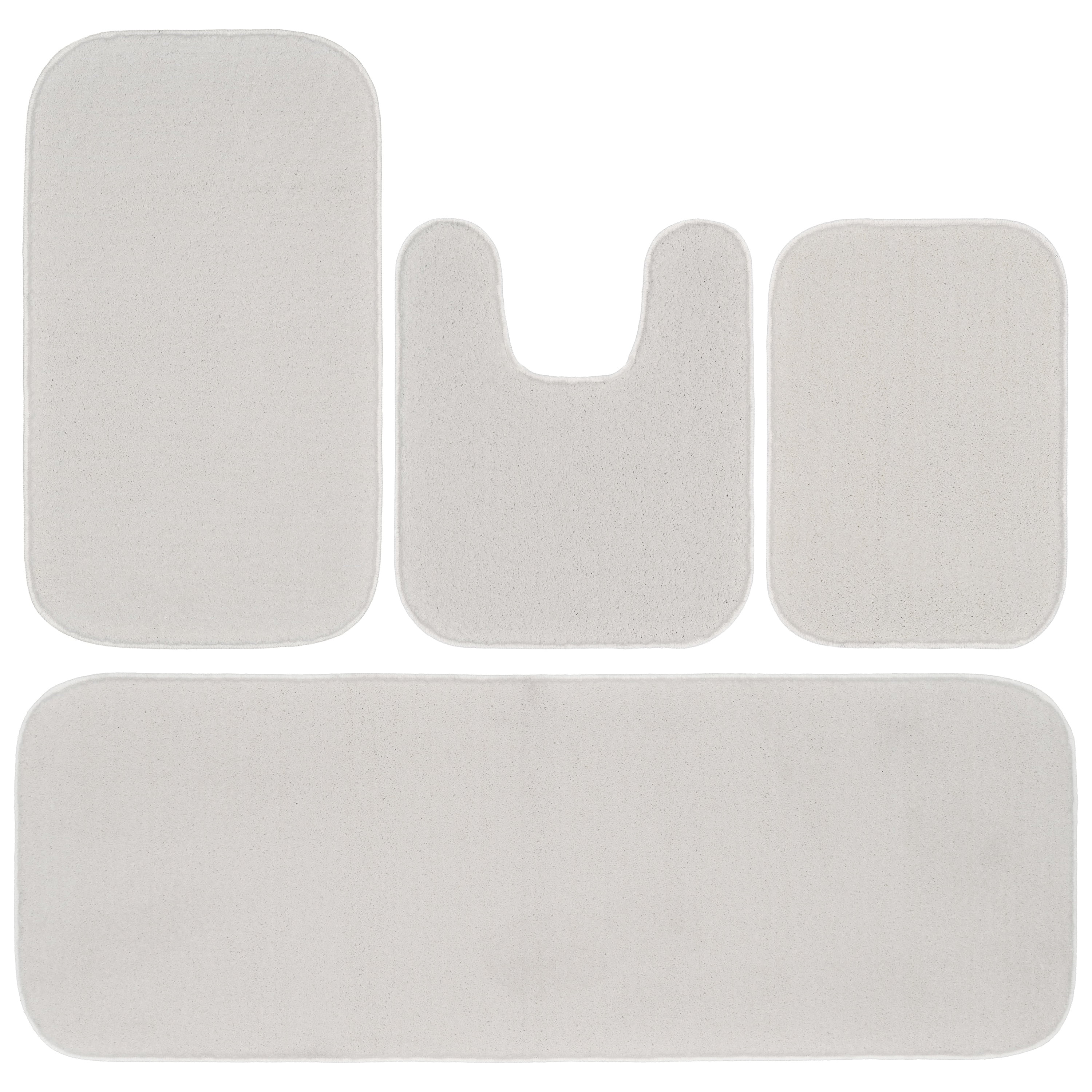 Garland Rug Sedona Washable Bath Rug Set, 4 Piece Set (2 Bath Rugs, Contour Rug, Runner Rug) White
