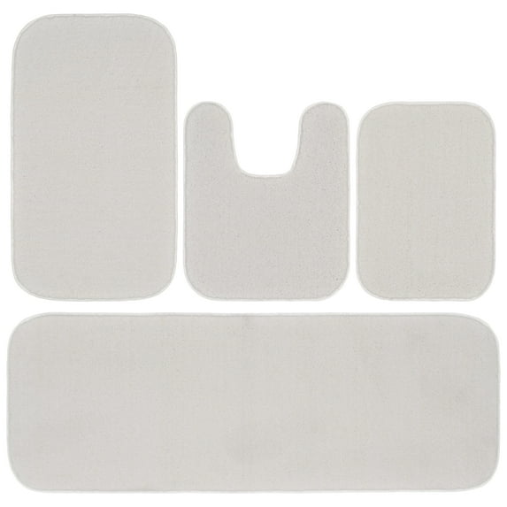 Garland Rug Sedona Washable Bath Rug Set, 4 Piece Set (2 Bath Rugs, Contour Rug, Runner Rug) White