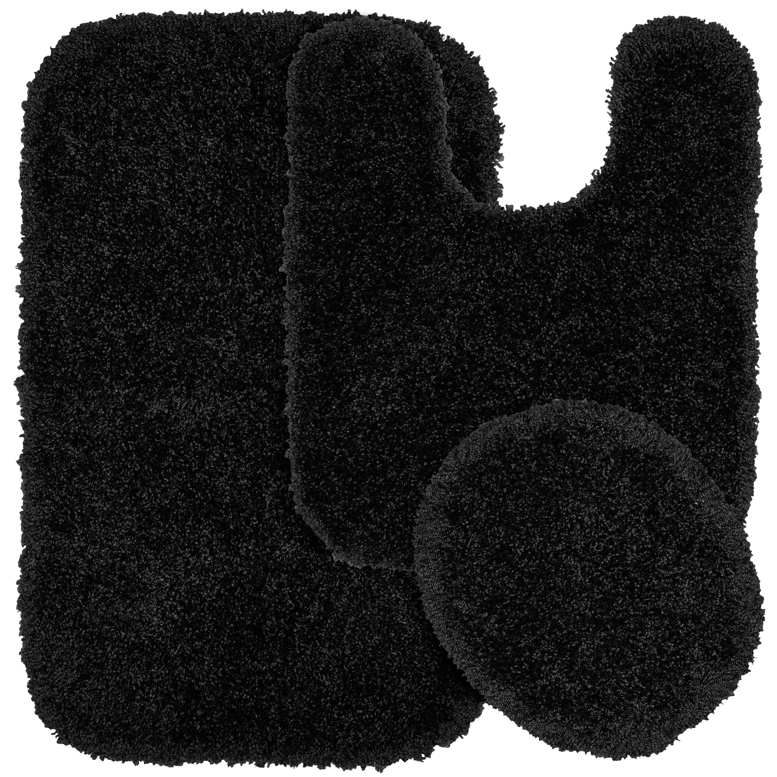 Garland Rug Serendipity 3 Piece Shaggy Nylon Washable Bathroom Rug Set Black - image 1 of 6