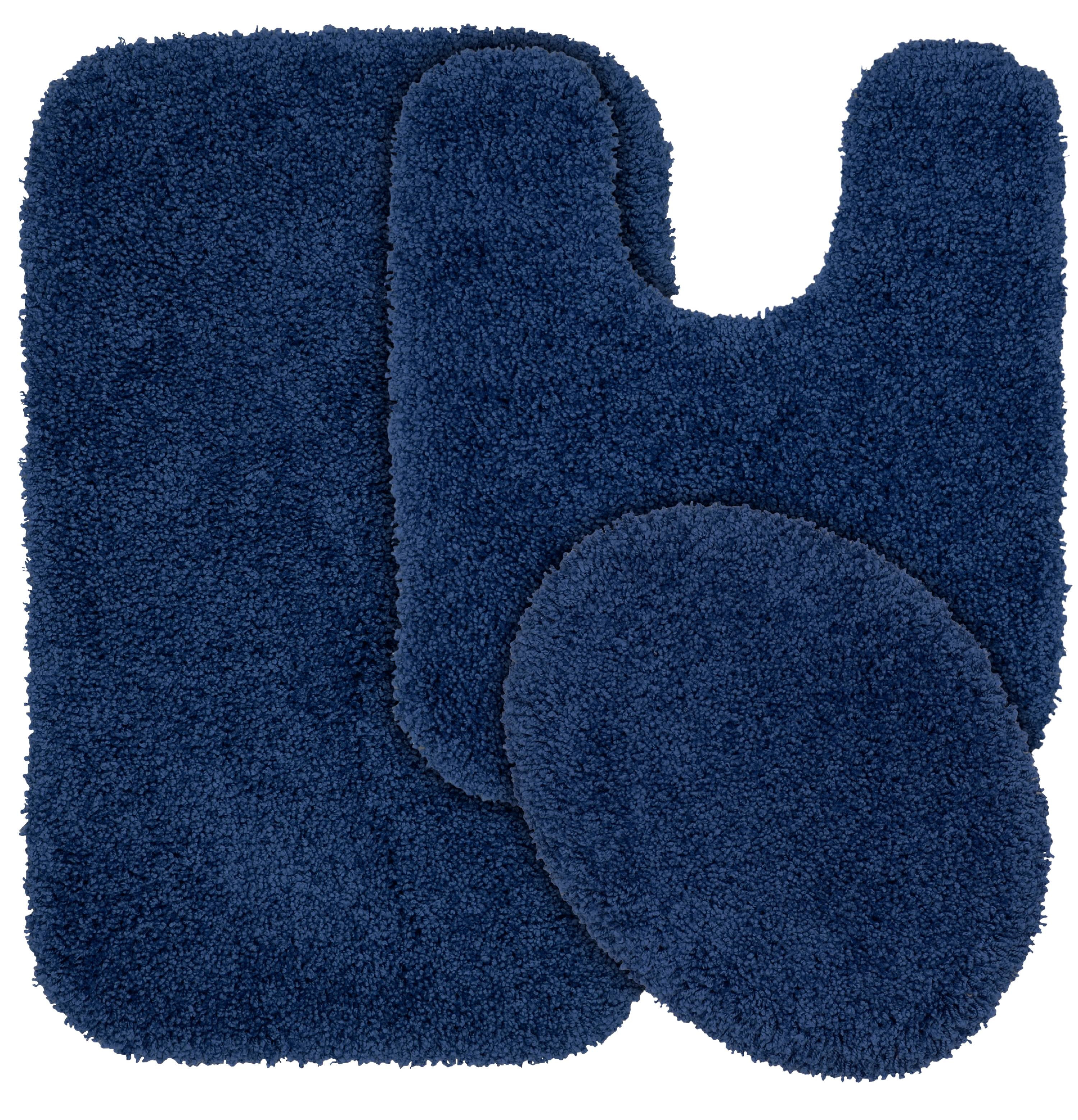 Navy Shaggy Nylon 3-Piece Bath Rug Set
