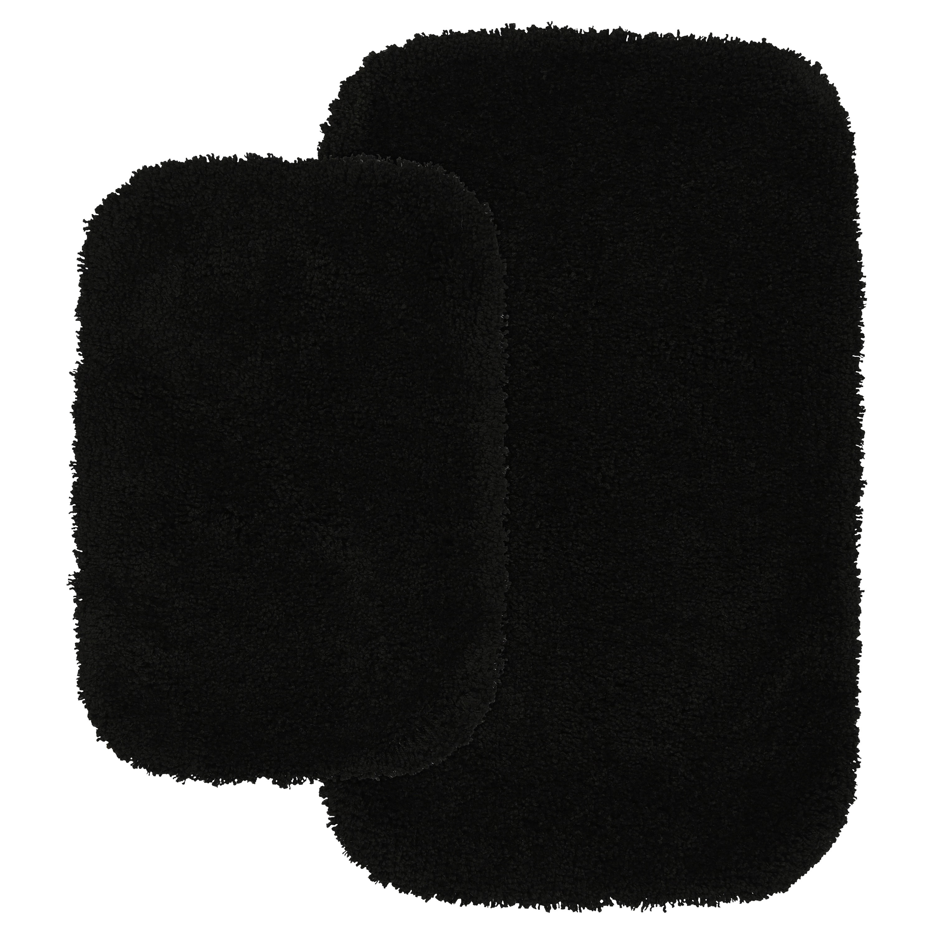 Serendipity Black Nylon Shaggy Bath Rug Set with Latex Backing