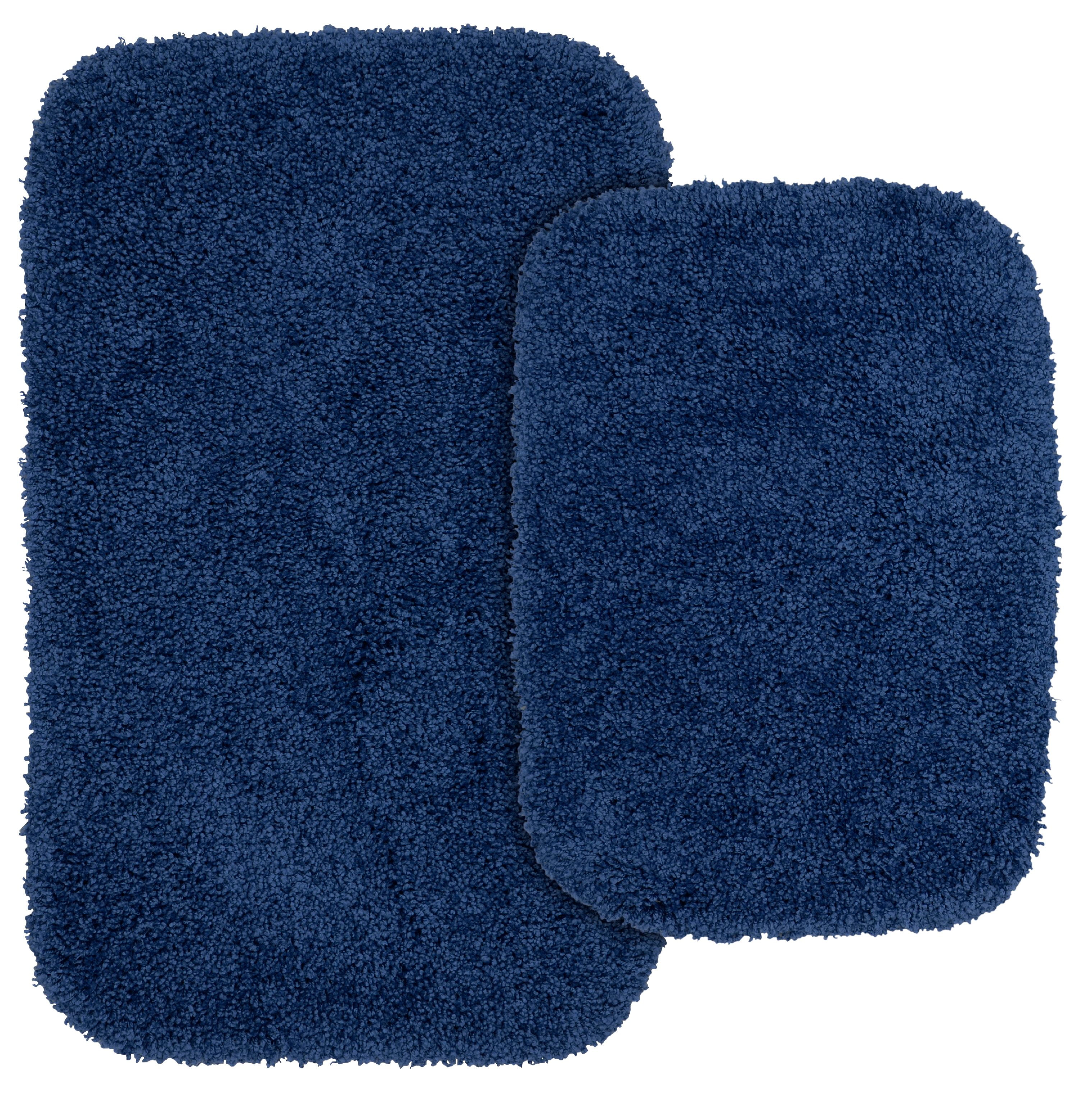 Garland Rug Serendipity Washable Nylon Bath Rug Set, 2 Piece Set (17"x24" Bath Rug, & 21"x34" Bath Rug) Navy