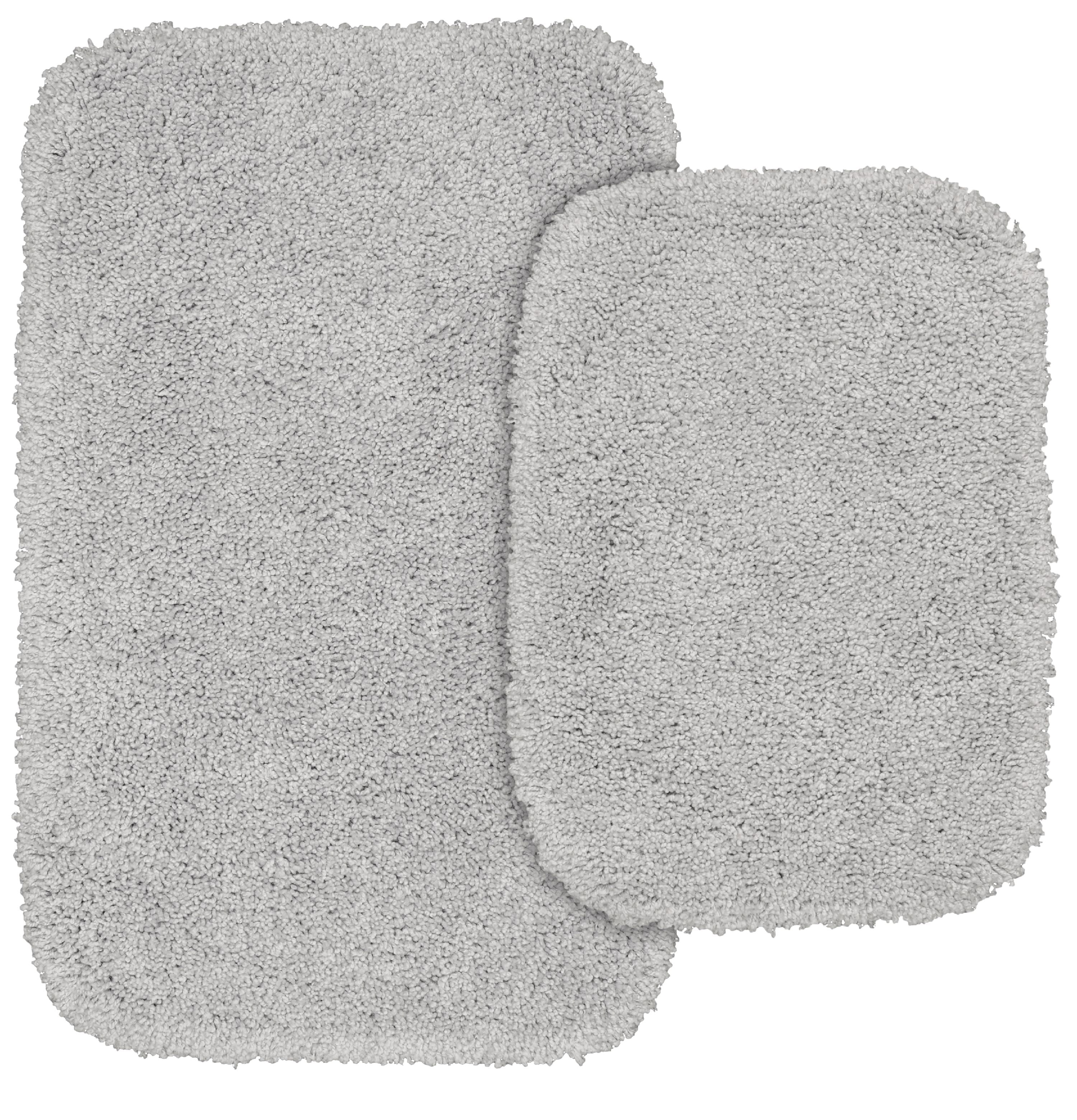 Garland Rug Serendipity Washable Nylon Bath Rug Set, 2 Piece Set (17"x24" Bath Rug, & 21"x34" Bath Rug) Platinum Gray