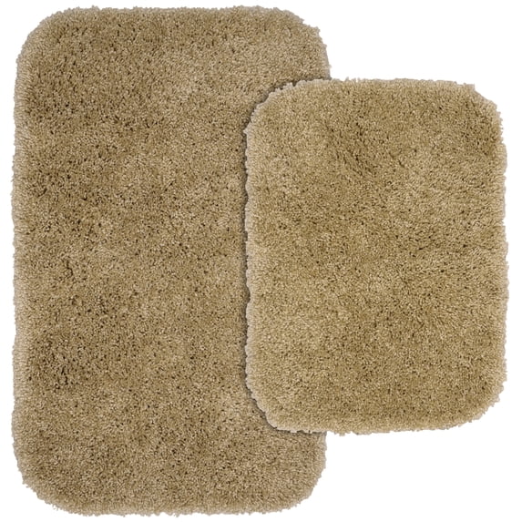 Garland Rug Serendipity Washable Nylon Bath Rug Set, 2 Piece Set (17"x24" Bath Rug, & 21"x34" Bath Rug) Taupe