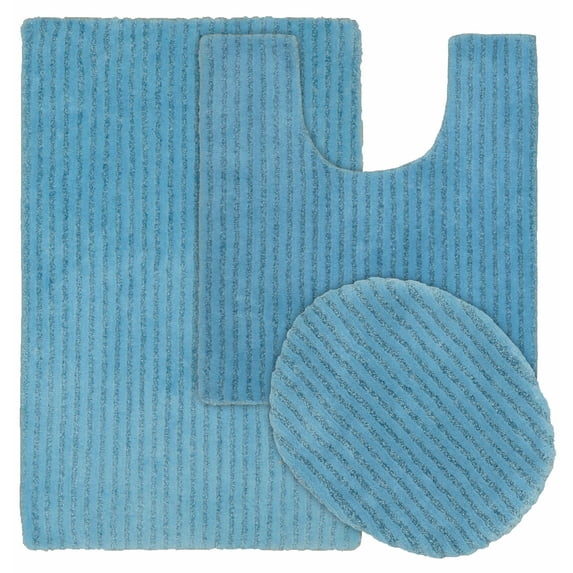 Garland Rug Sheridan 3 Piece Nylon Washable Bath Rug Set Basin Blue