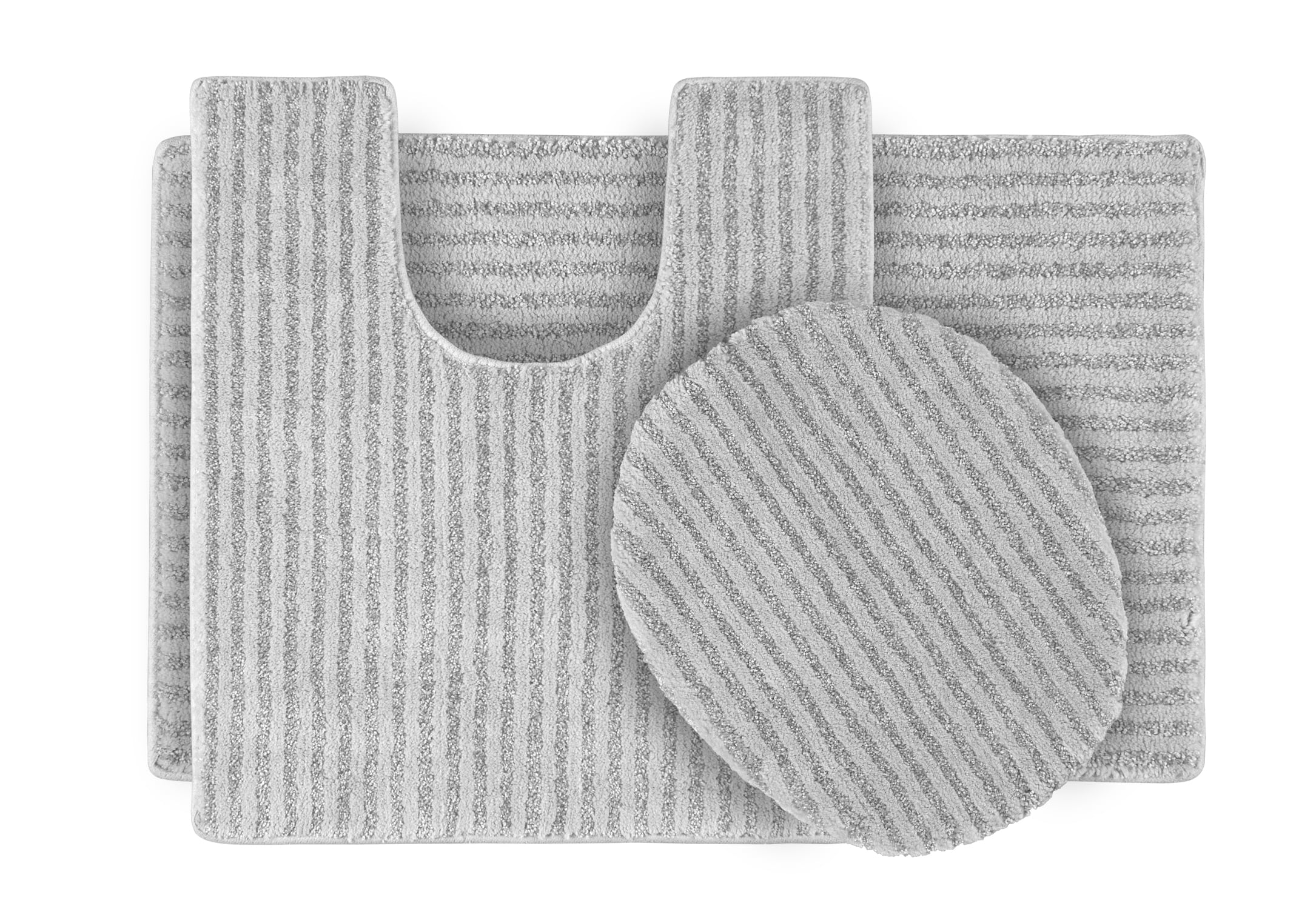 Garland Rug Sheridan 3 Piece Nylon Washable Bath Rug Set Platinum Gray